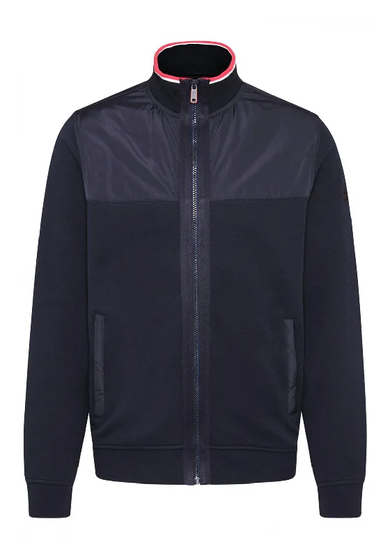 Bugatti Flexcity Full Zip Jersey Contrast Bomber Jacket, Navy