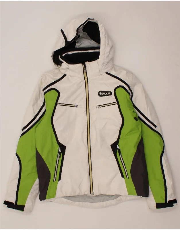 COLMAR Mens Hooded Windbreaker Jacket UK 38 Medium White Colourblock