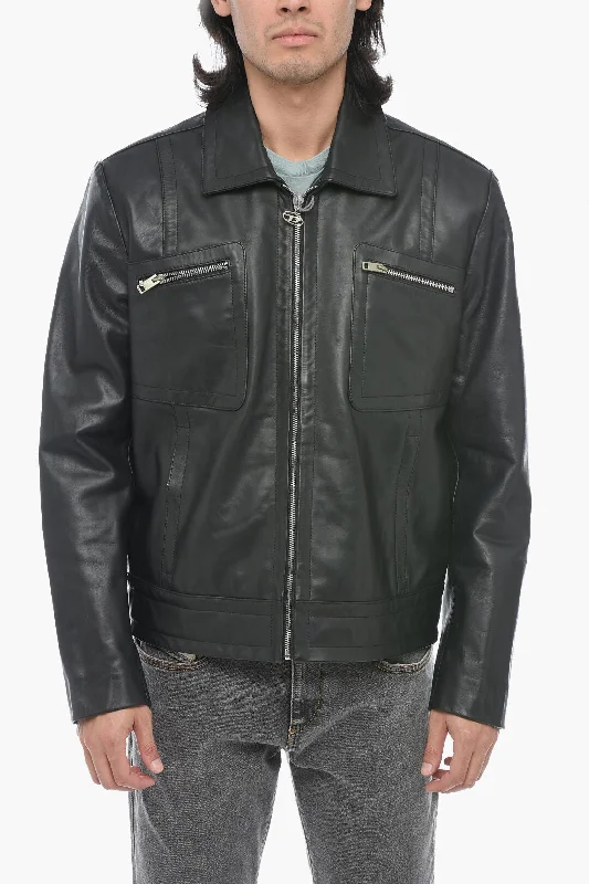 Diesel Leather L-CALE Jacket with Double Chest Pocket