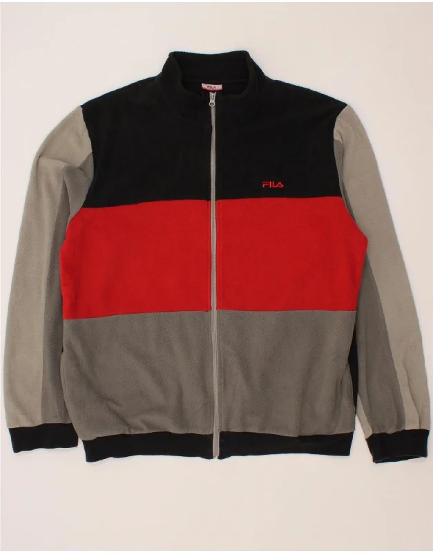 FILA Mens Fleece Jacket UK 42 XL Multicoloured Colourblock Polyester