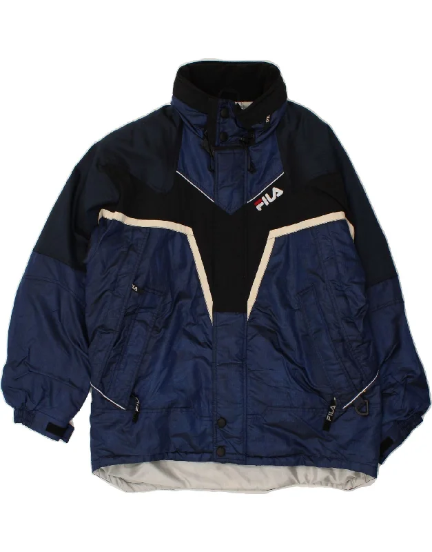 FILA Mens Windbreaker Jacket IT 52 XL Navy Blue Colourblock Polyamide