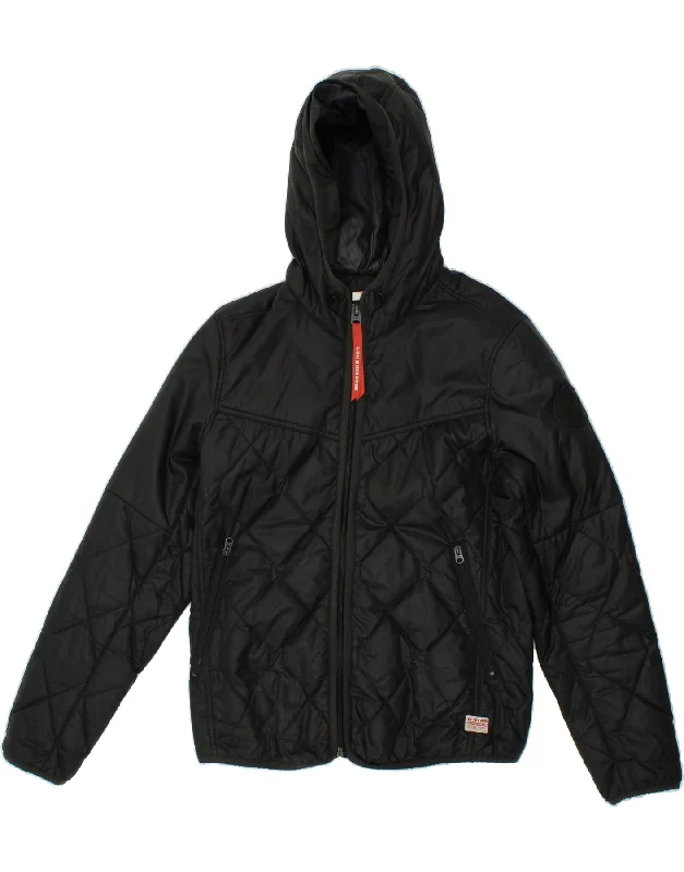 G-STAR Mens Hooded Padded Jacket UK 36 Small Black Polyester