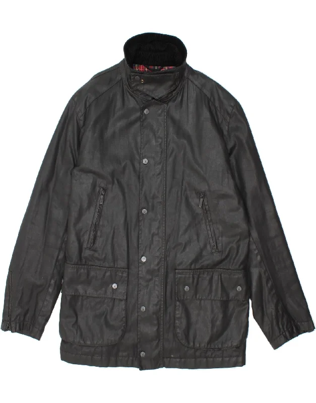 GANT Mens Waxed Cotton Jacket UK 42 XL Black Cotton