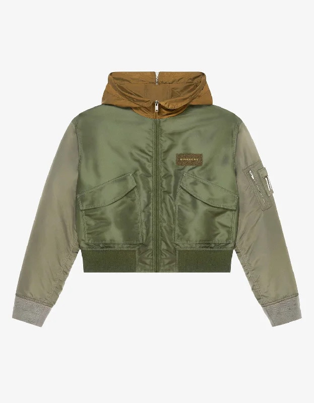 Givenchy Green Hooded Bomber Jacket