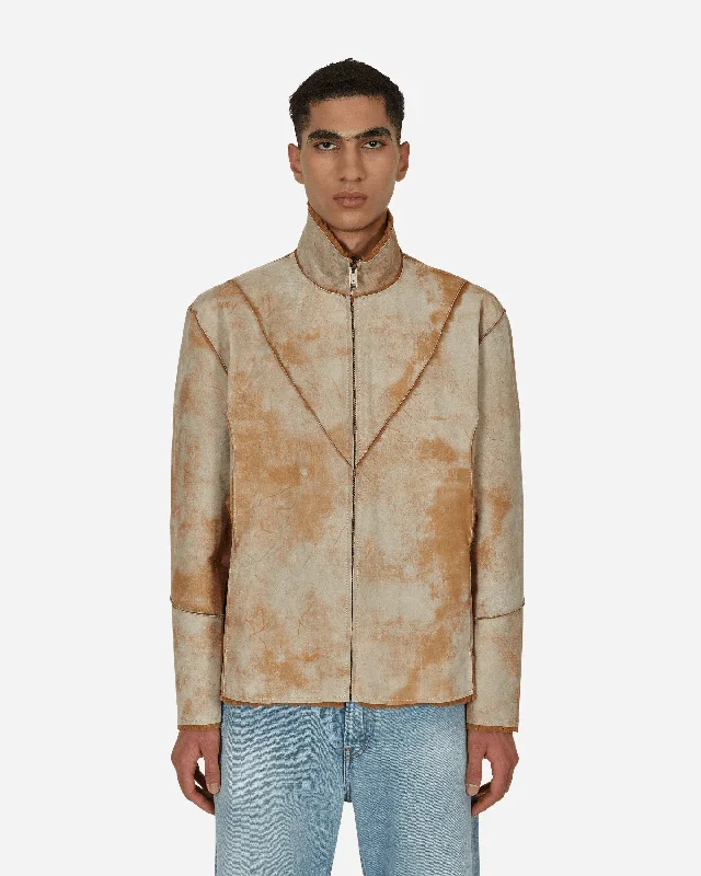 Leather Sherpa Jacket Beige