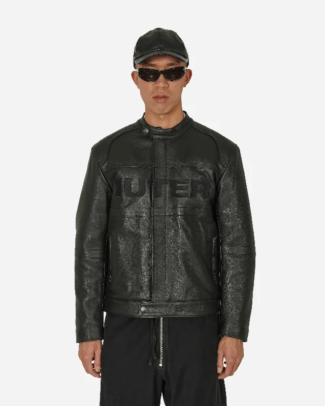 Logo Leather Jacket Black