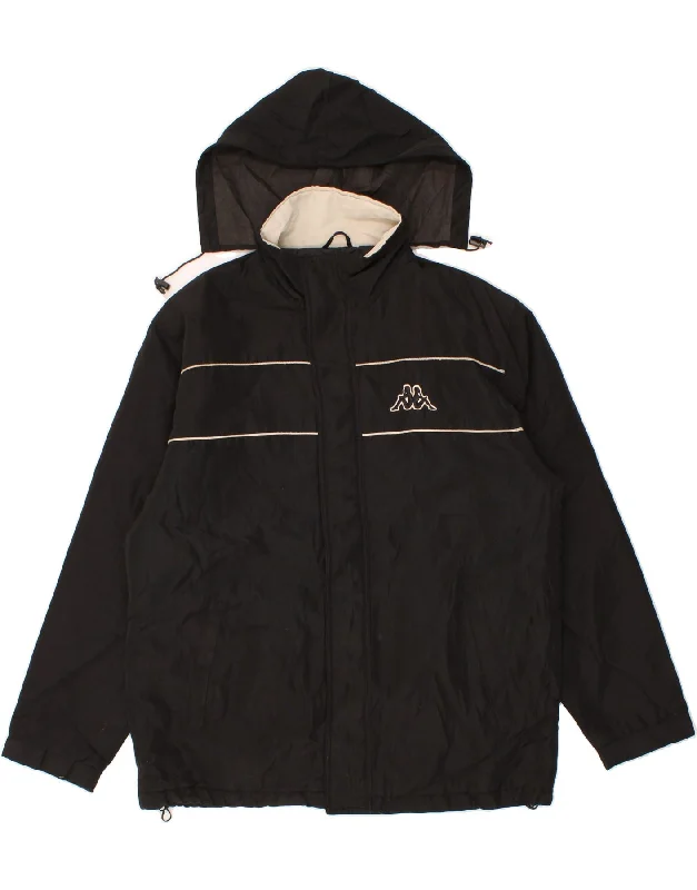 KAPPA Mens Hooded Rain Jacket UK 40 Large Black