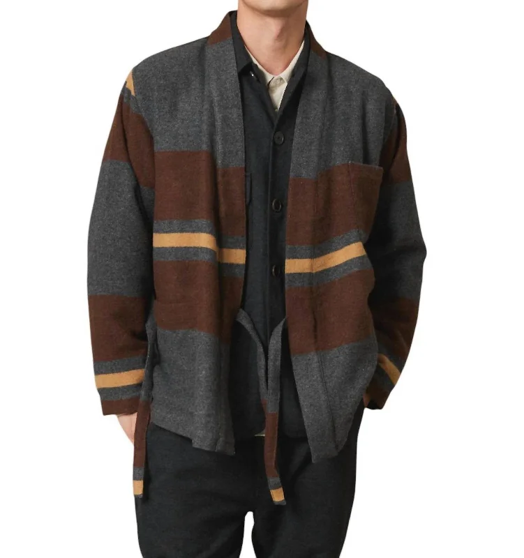 Kyoto Work Jacket In Charcoal Stripe