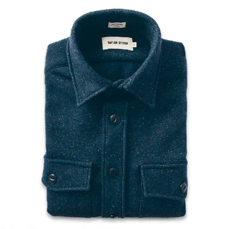 The Maritime Shirt Jacket in Navy Donegal Lambswool