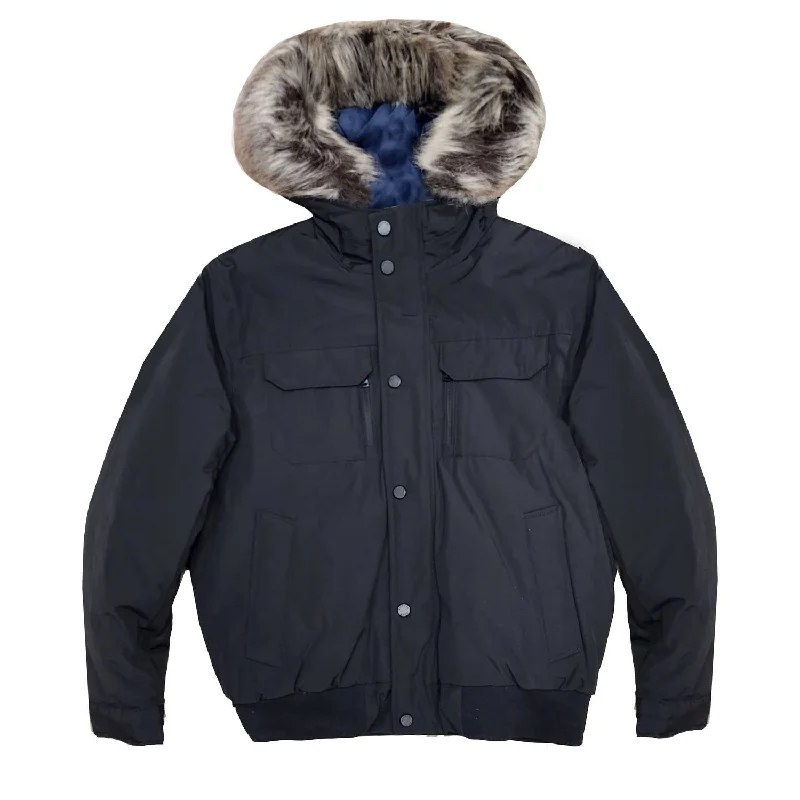 Men Down Puffer Bomber Coat Jacket In Black