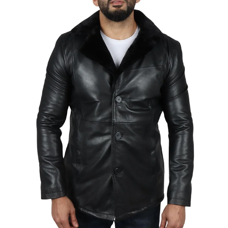 Men's Fur Lining Blazer Coat Jacket Real Leather