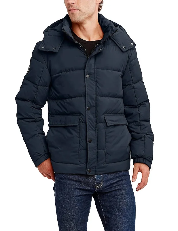 Men'S Halifax Water And Wind Resistant Hooded Puffer Jacket in Navy Blue