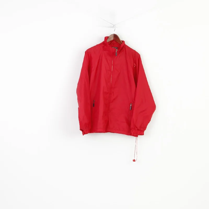 Mountain Pack Men XS Rain Jacket Red Full Zipper Hodded Nylon Lightweight Outdoors Vintage Top