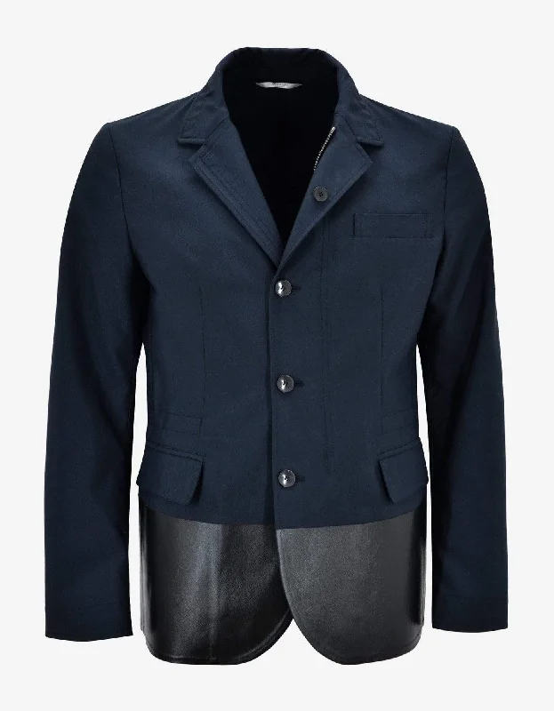 Valentino Garavani Navy Blue Jacket with Leather Panel