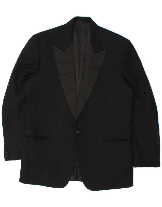 PIERRE CARDIN Mens 1 Button Blazer Jacket UK 38 Medium Black