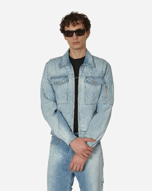 Zipped Denim Jacket Blue