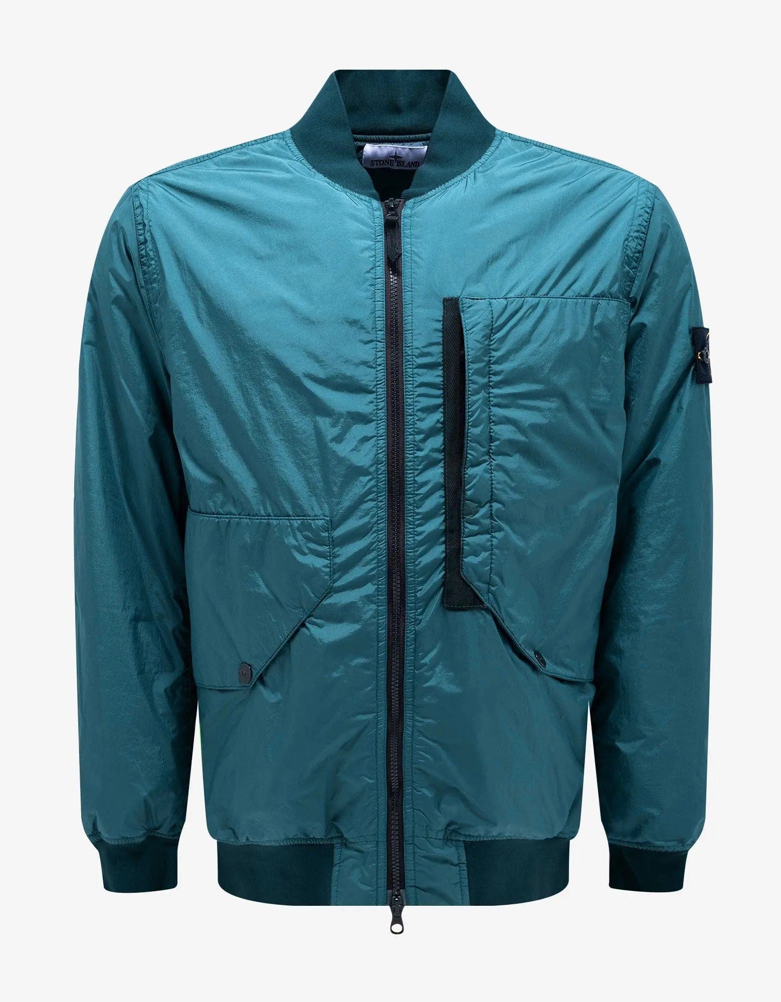 Stone Island Teal Garment Dyed Bomber Jacket