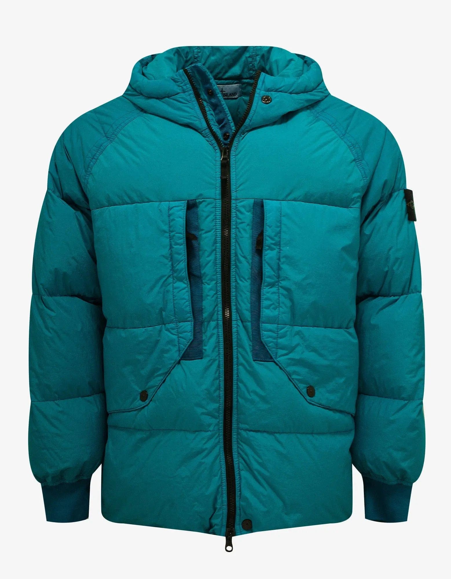 Stone Island Turquoise Blue Garment Dyed Down Jacket