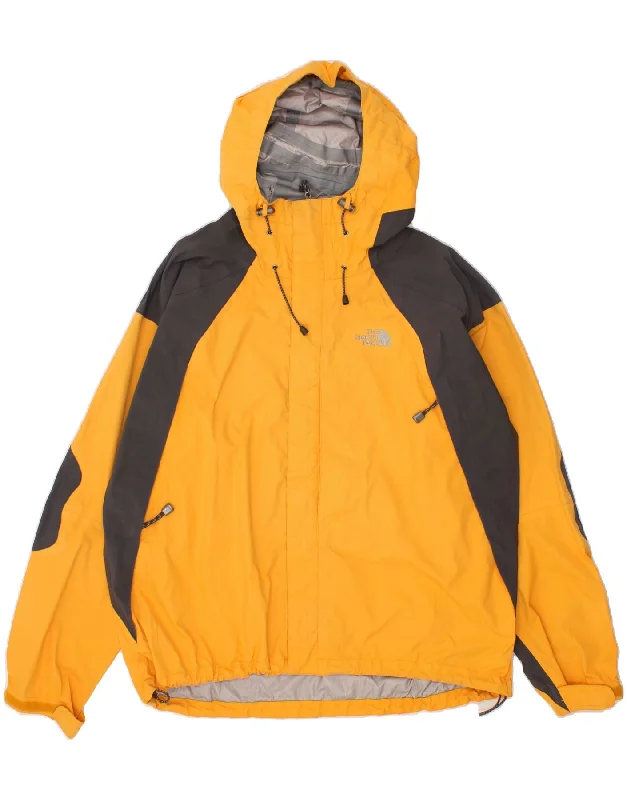 THE NORTH FACE Mens Hooded Rain Jacket UK 42 XL Yellow Colourblock Nylon