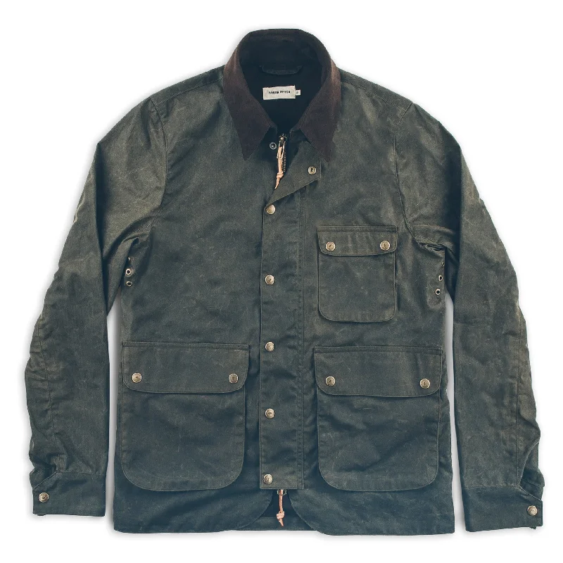 The Rover Jacket in Dark Olive Beeswaxed Canvas