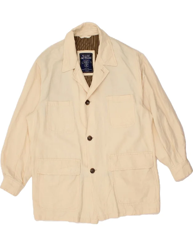 TRUSSARDI Mens Utility Jacket IT 52 XL Beige Cotton