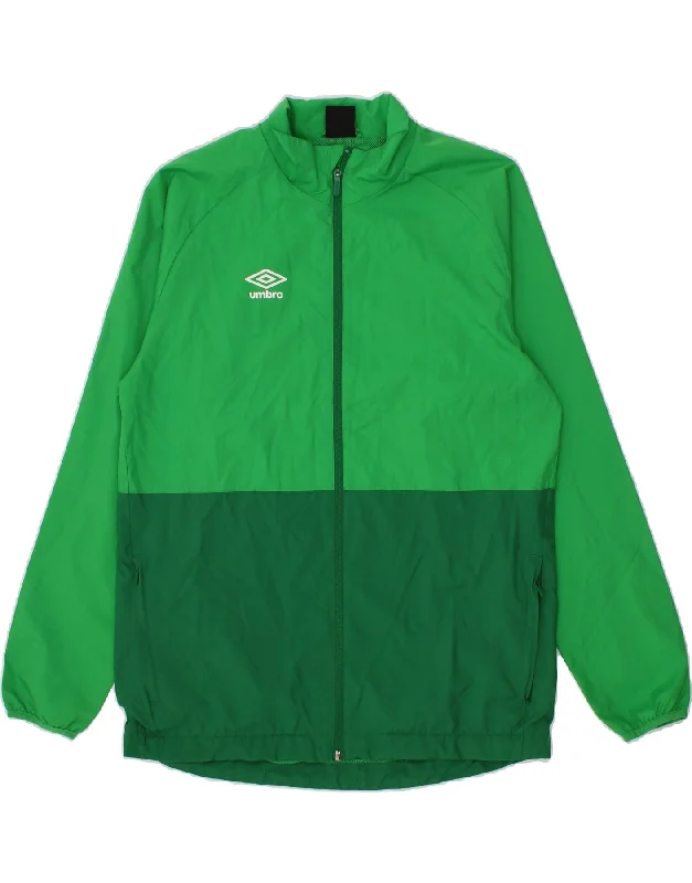 UMBRO Mens Rain Jacket UK 40 Large Green Colourblock Polyester