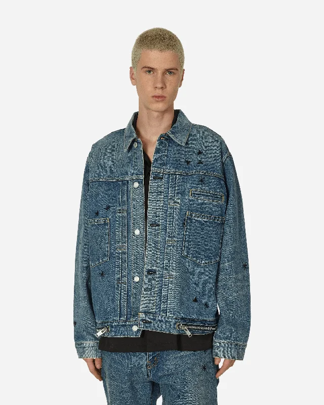 Embroidered Denim Jacket Light Blue Indigo