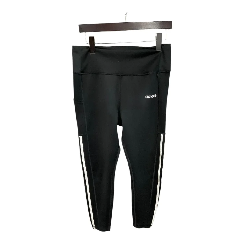 Athletic Leggings By Adidas In Black & White, Size: L