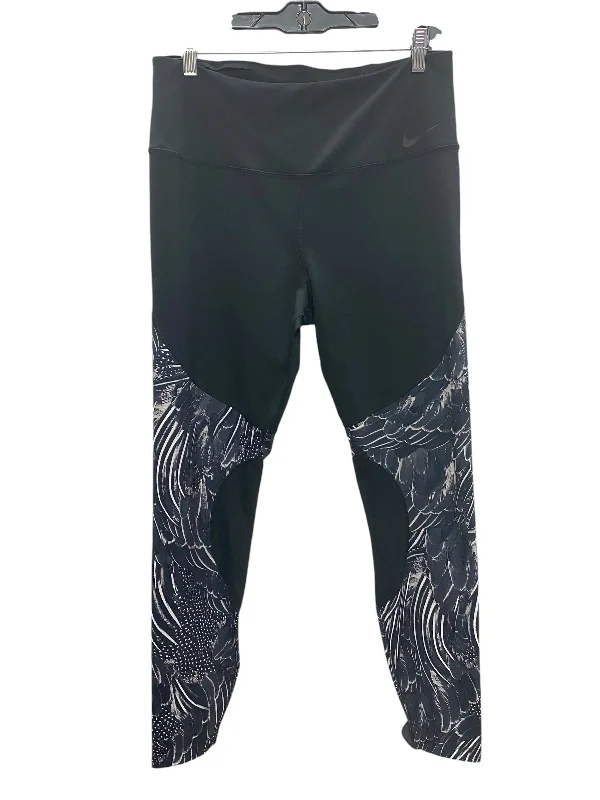 Athletic Leggings By Nike Apparel In Black & Grey, Size: Xl