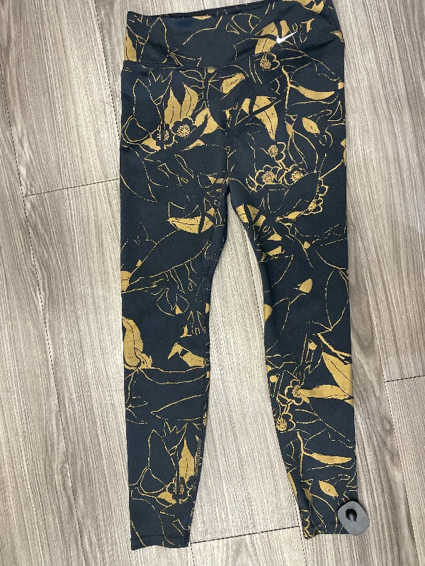 Athletic Leggings By Nike In Black & Gold, Size: M