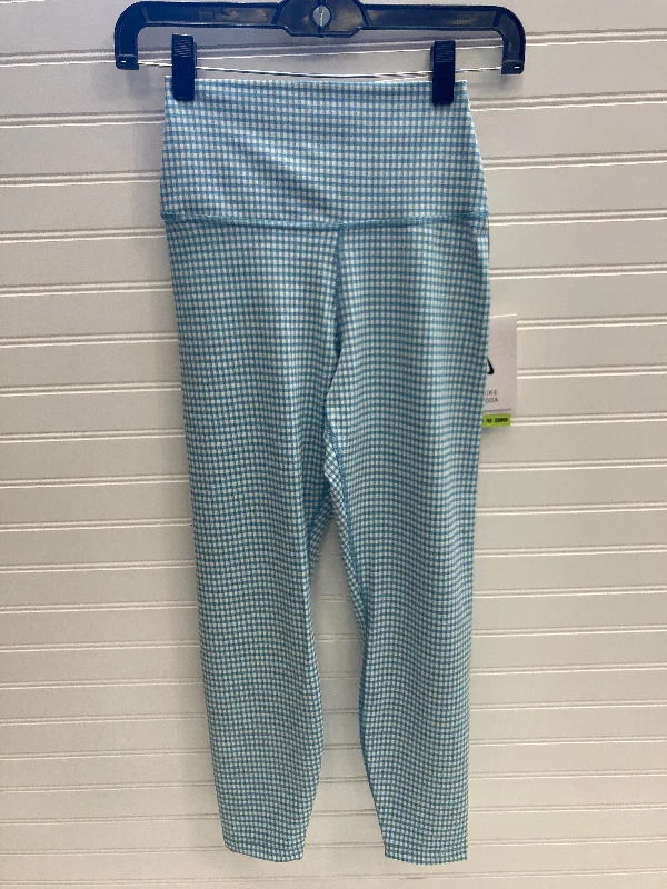 Athletic Leggings Capris By Nike Apparel In Blue & Cream, Size: S