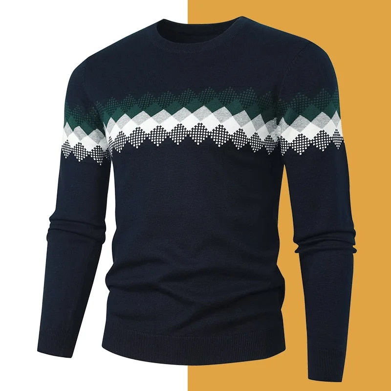 Casual Winter Fashion Men's Soft Cotton Slim Pullover Jersey Sweater Top