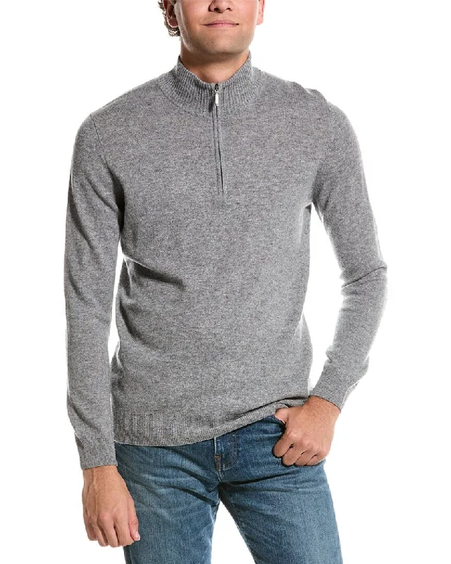 Forte Cashmere Mock Neck Cashmere 1/4-Zip Sweater