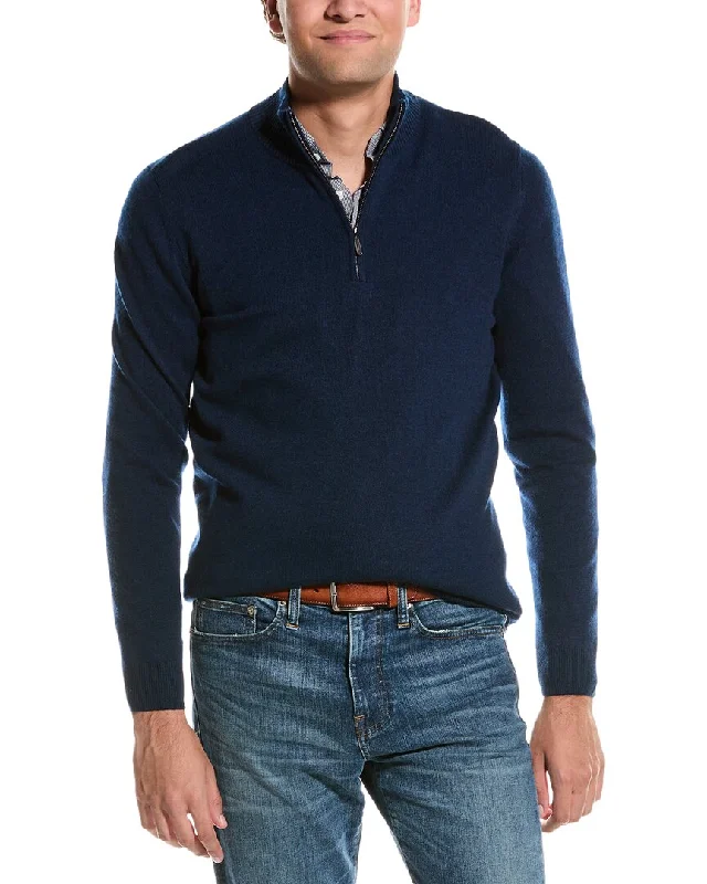 Forte Cashmere Mock Neck Cashmere 1/4-Zip Sweater