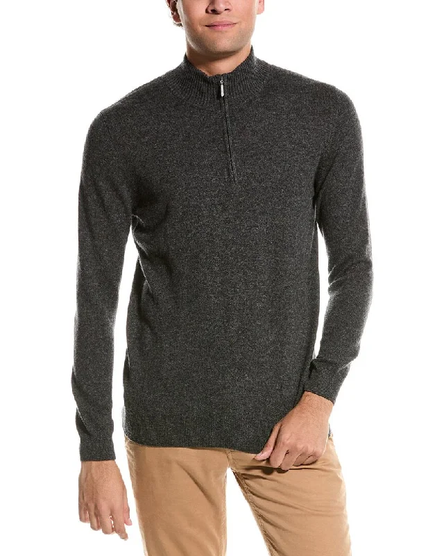 Forte Cashmere Mock Neck Cashmere 1/4-Zip Sweater