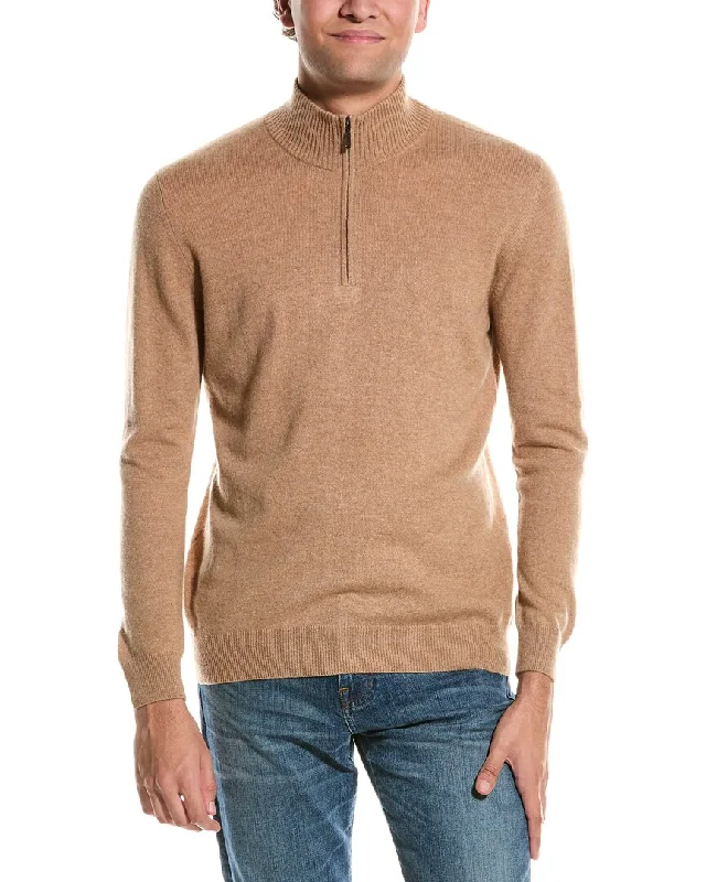 Forte Cashmere Mock Neck Cashmere 1/4-Zip Sweater