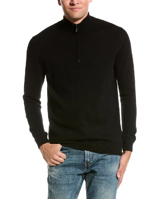 Forte Cashmere Mock Neck Cashmere 1/4-Zip Sweater