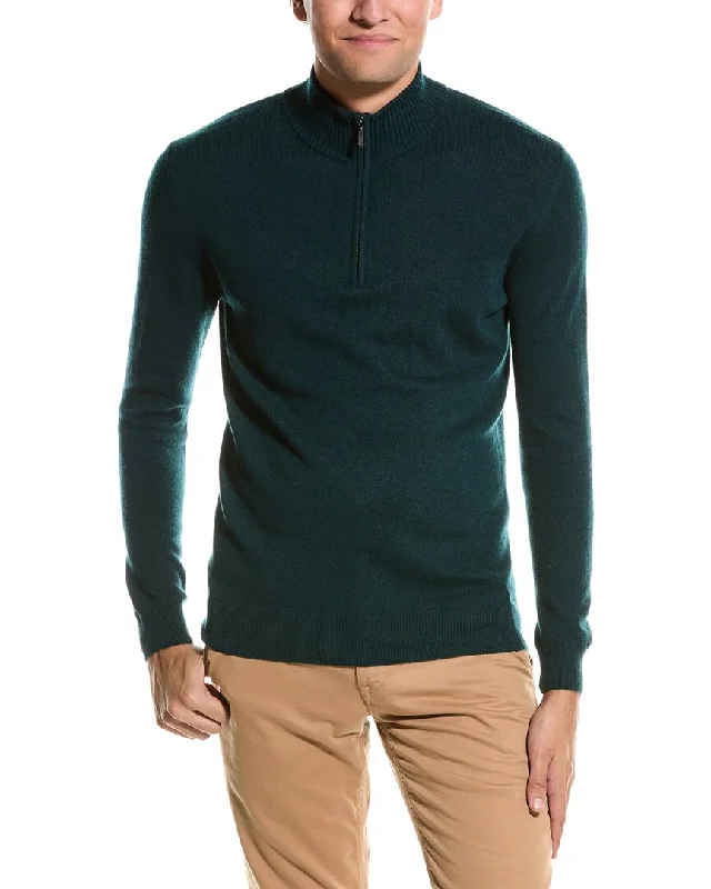 Forte Cashmere Mock Neck Cashmere 1/4-Zip Sweater