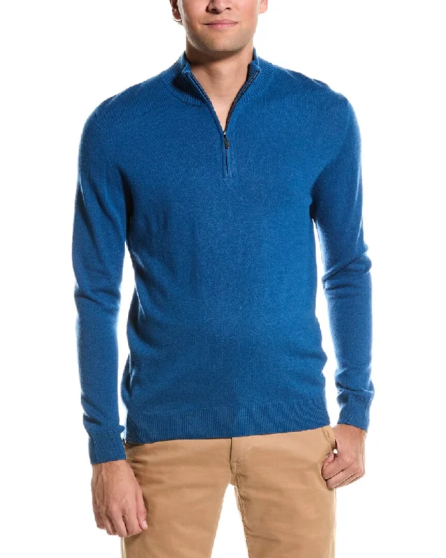 Forte Cashmere Mock Neck Cashmere 1/4-Zip Sweater