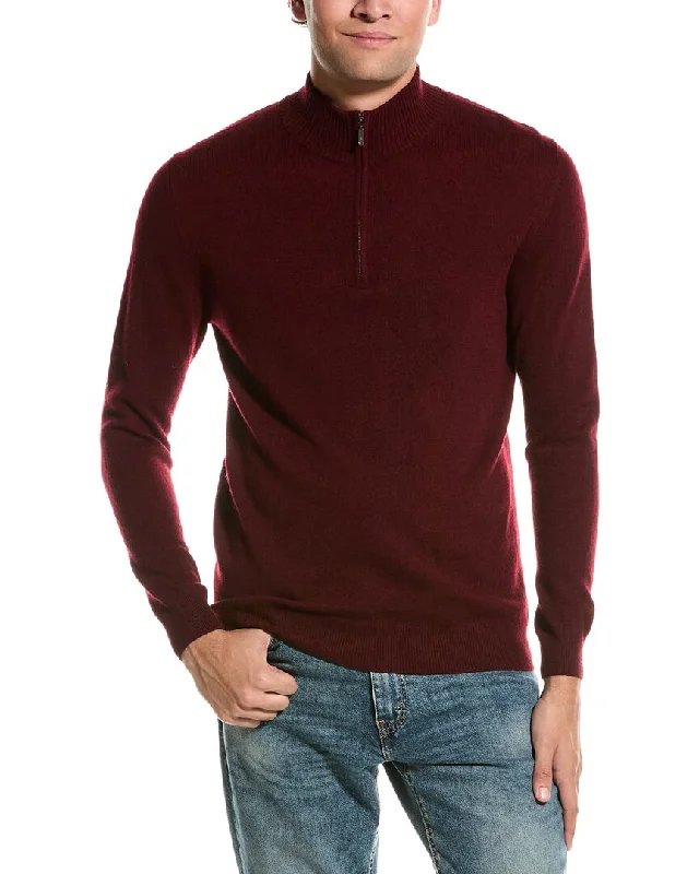 Forte Cashmere Mock Neck Cashmere 1/4-Zip Sweater