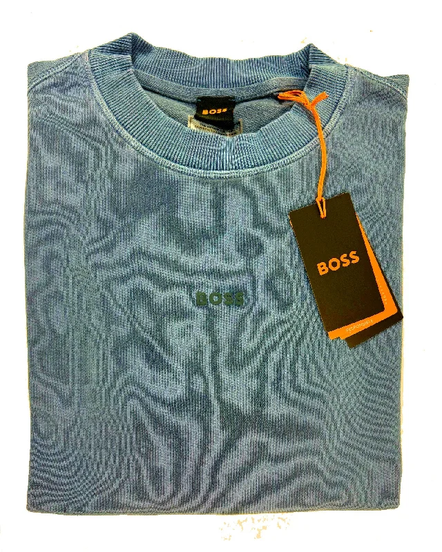 Hugo Boss Sweater Dark Blue Cotton Stretch Logo EU 48 / S SALE