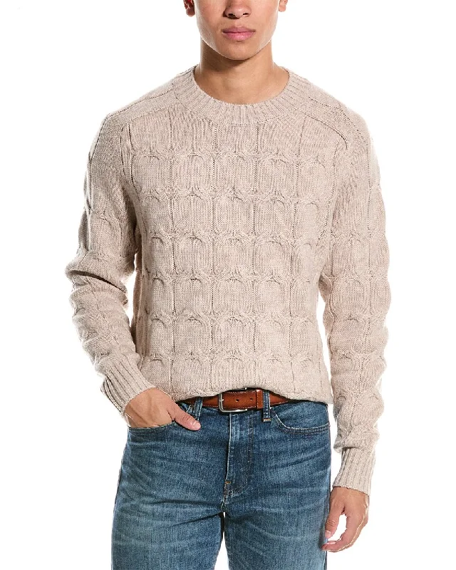 Kier+J Cable Wool & Cashmere-Blend Crewneck Sweater