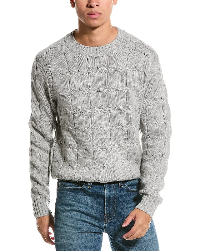 Kier+J Cable Wool & Cashmere-Blend Crewneck Sweater