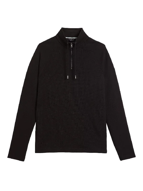 Men Drovers Cotton Half Zip Pullover Sweater In Black