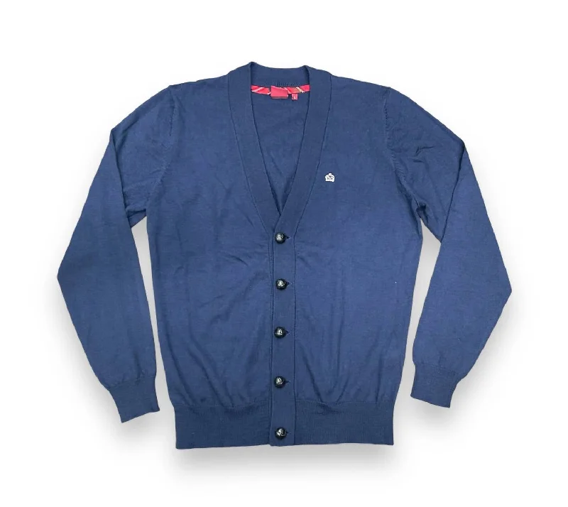 Men's Button Down Sweater In Blue