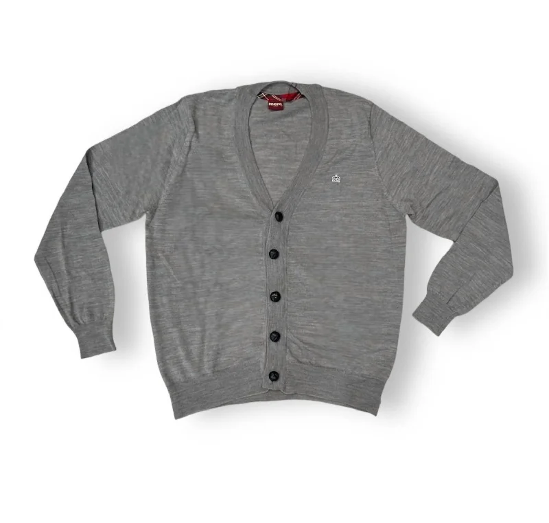 Men's Button Down Sweater In Grey