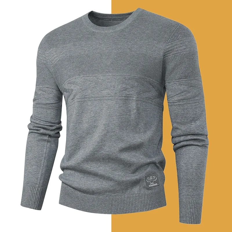 Men's Fashion Gray Color Winter Warm Slim Fit Knitwear Pullover Sweater