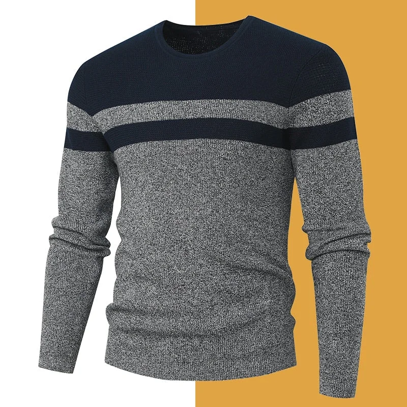 Men's Fashion Winter Warm Gray Color Soft Knitwear Pullover Sweater