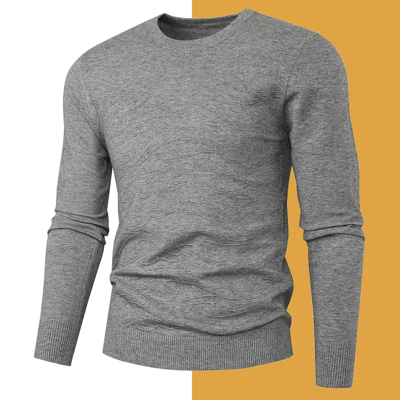 Men's Gray Color Standard Wool Slim Fit Pullover Knitwear Sweater