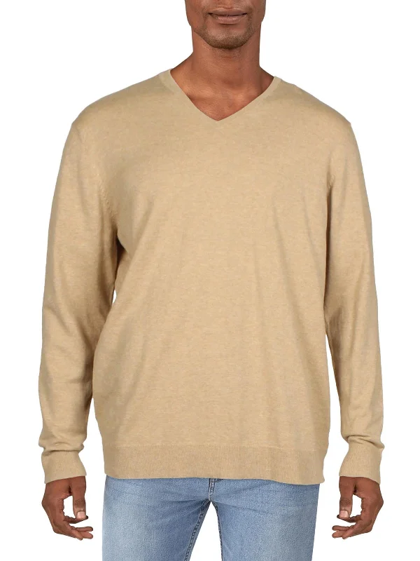 Mens V-Neck Ribbed Trim Sweater